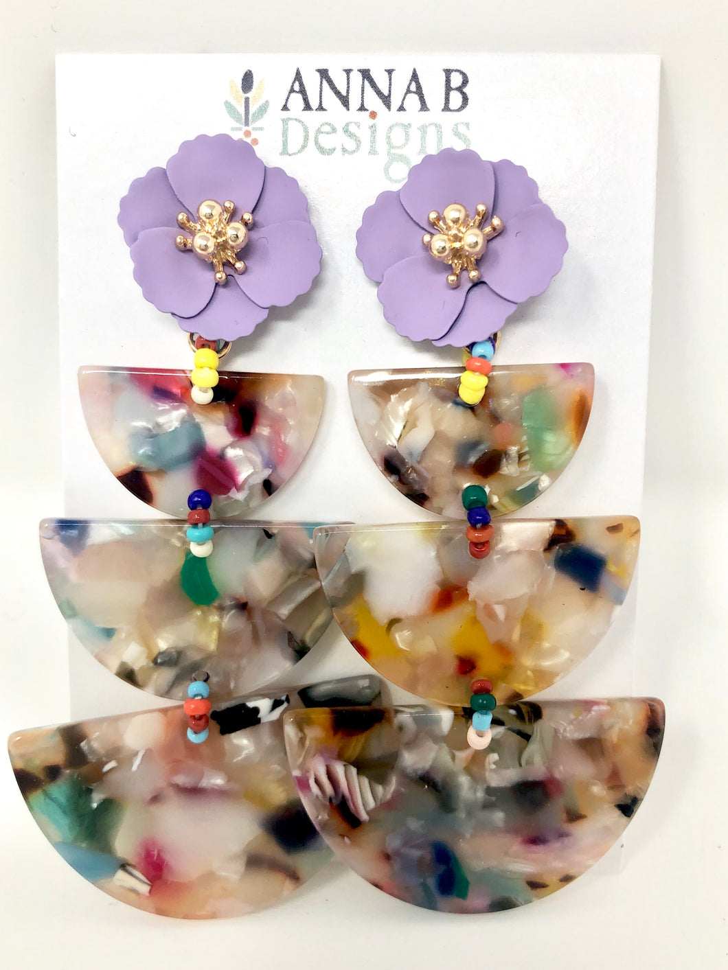 Paola Resin Earrings- Multi + Purple
