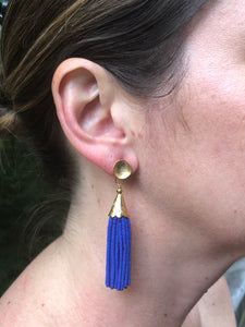 Beaded Tassel Earrings- Blue