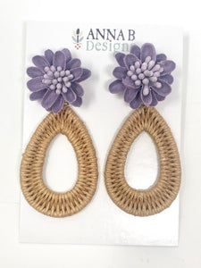 Farris Floral Earrings-Purple+ Natural