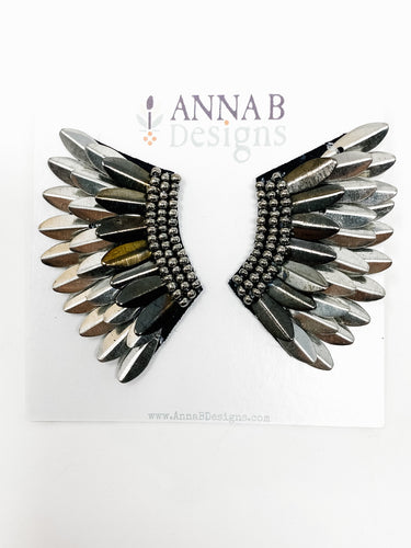 Aerin Beaded Earrings | Pewter + Silver