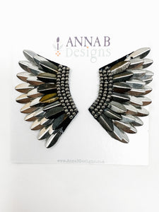 Aerin Beaded Earrings | Pewter + Silver