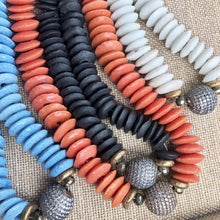 African Pavé Glass Necklace-Blue