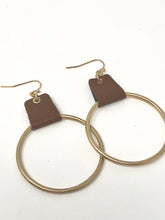 Leather Hoop Earrings- Brown