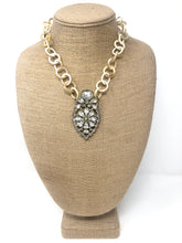 Buffalo Horn Necklace with Vintage Rhinestone Pendant