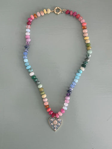 Rainbow heart knotted necklace PRE-ORDER