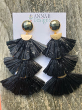 Raffia 3-tier earrings-Black