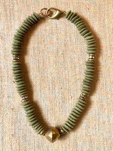Sage Glass Beaded Necklace
