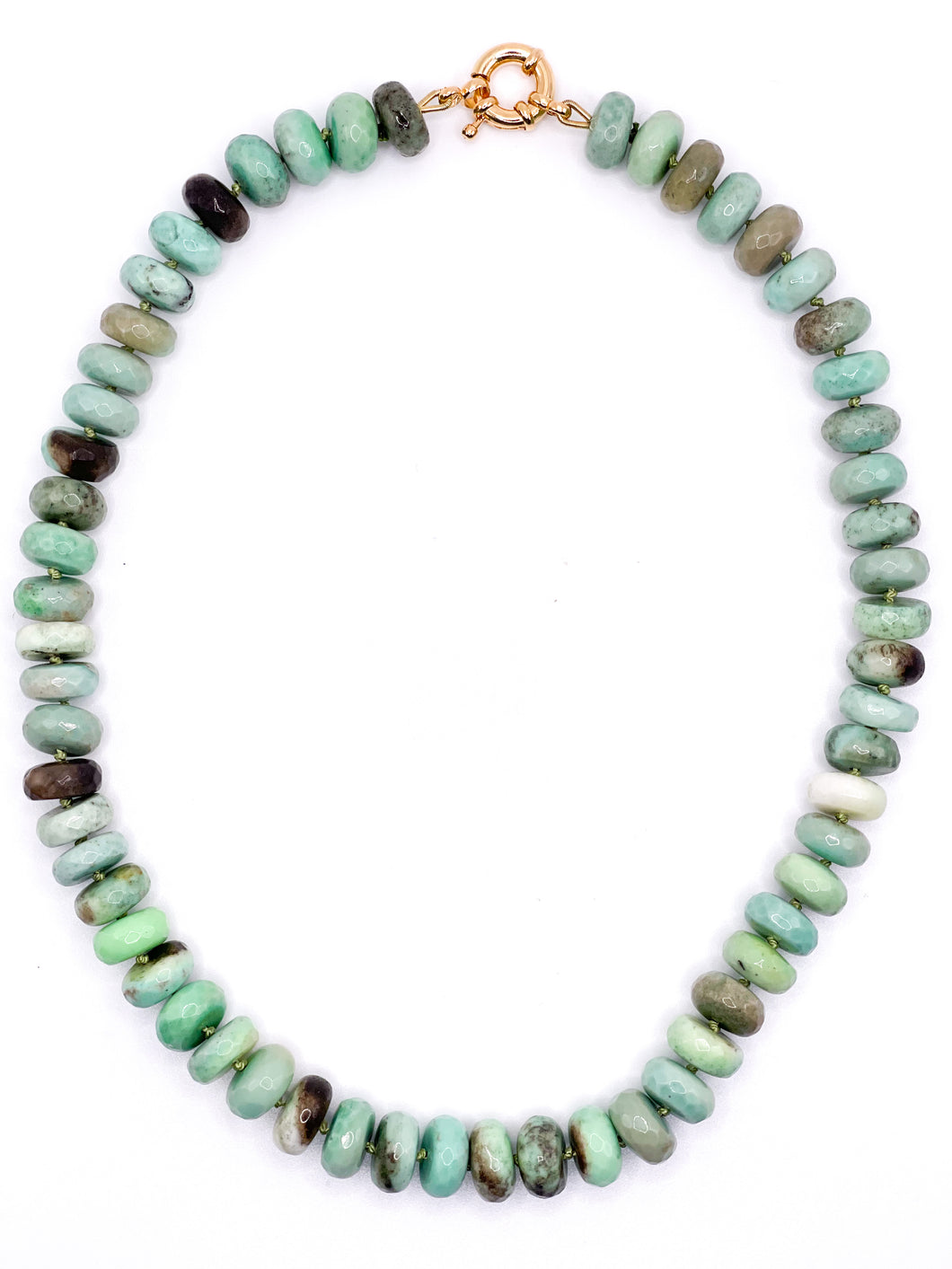 Chunky Green Opal Knotted Necklace
