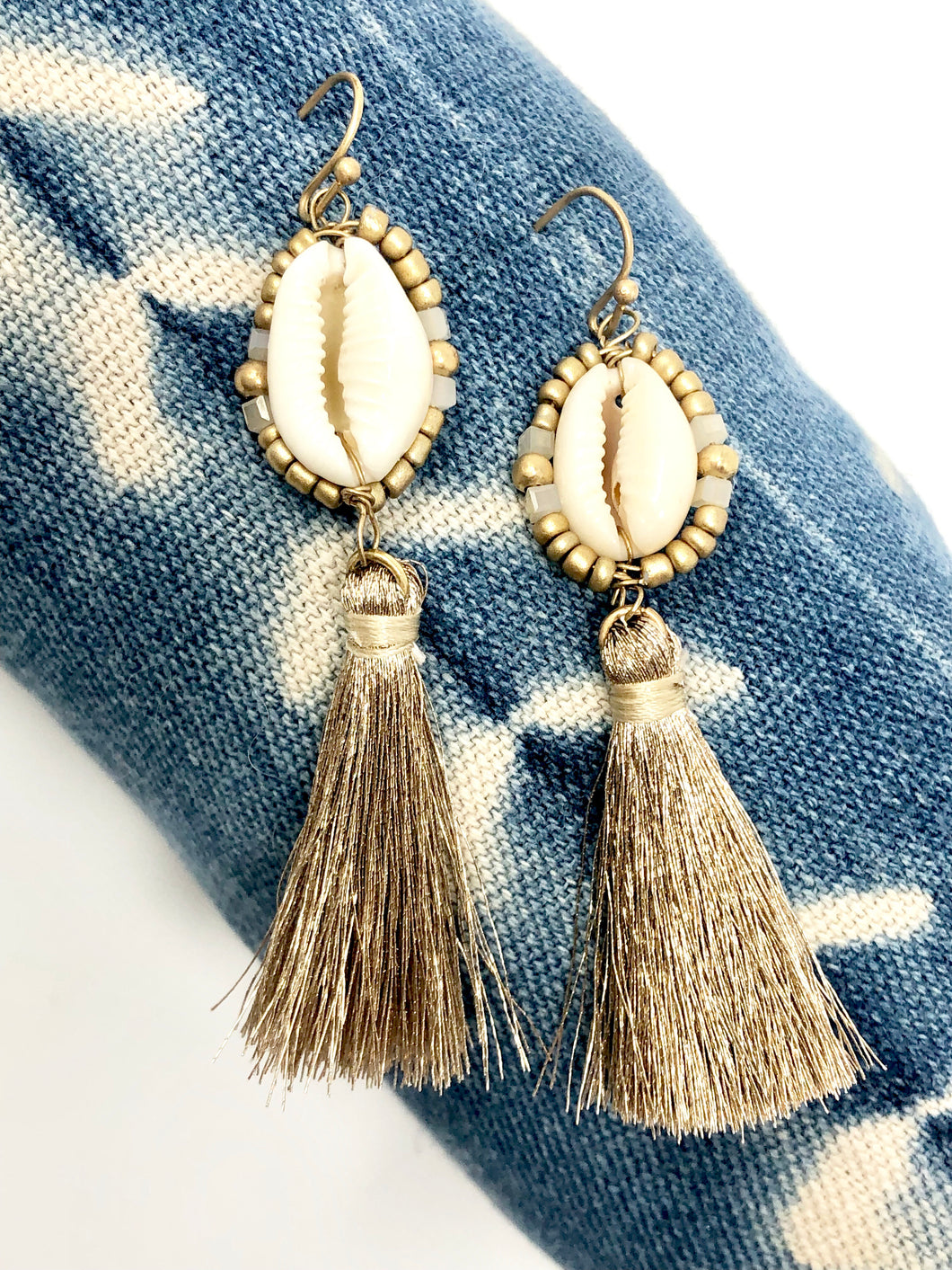 Ridley Cowrie Tassel Earrings