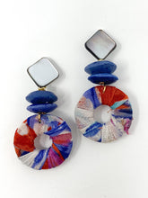 Sevy Fabric Earrings | Blue + Red
