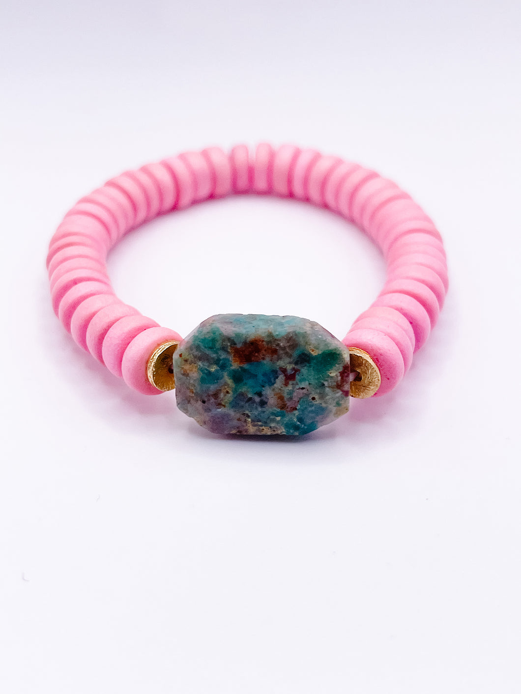 Wooden Stretch bracelet | Pink