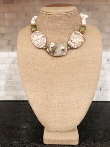 Triple white gemstone necklace