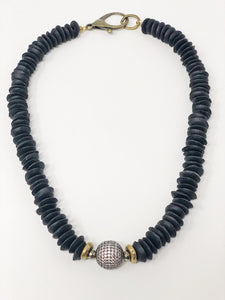 African Pavé Glass Necklace-Black