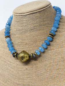 Blue Agate Pavé Necklace