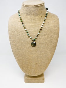 Darren Rosary Chain Necklace-Green Opal