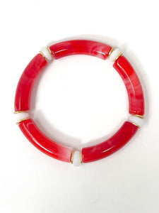 Skinny Bracelet | Red swirl with cream