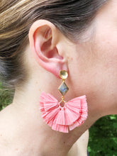 Raffia Fan Earrings-Pink