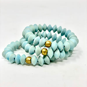 Wooden Stretch bracelet | Light Blue