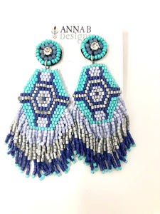 Audra Beaded Earrings- Aqua