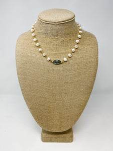 Pearl Necklace with Bezel Pendant