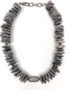 Gray horn pavé necklace