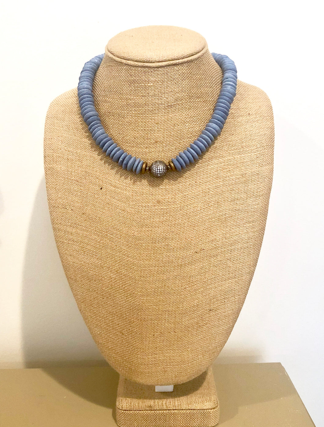 African Pavé Glass Necklace-Blue