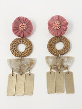 Demi Raffia Flower Earrings- Blush
