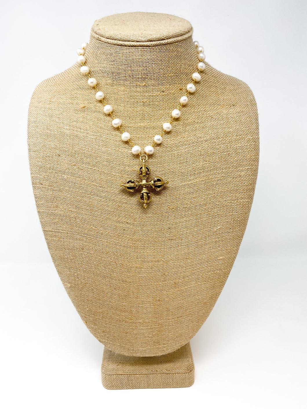 Pearl Necklace with Cross Pendant