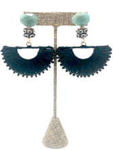 Lila Raffia Fan Earrings | Black