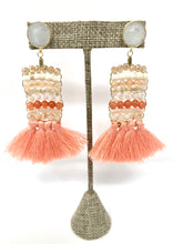 Beaded Lily Earrings- Peach