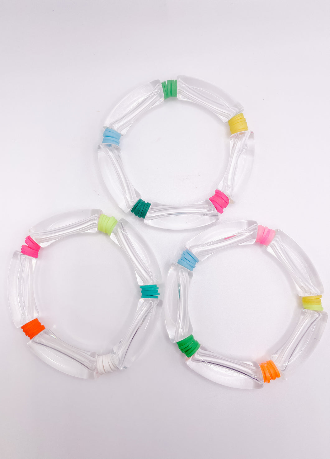 Acrylic Stretch Bracelets | Clear set of 3