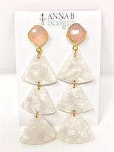 Libby Resin Earrings- White + Pink