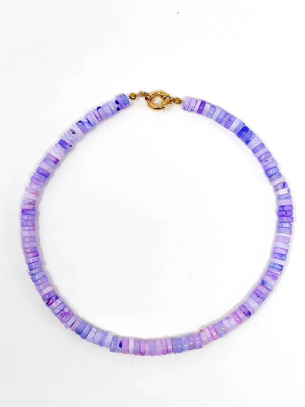 Purple Blue Opal Heishi Necklace