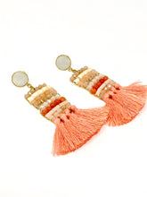Beaded Lily Earrings- Peach