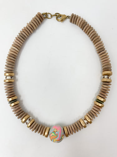 Marbled Clay Bead Necklace