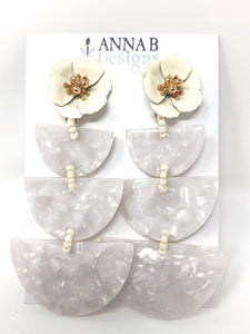 Paola Resin Earrings- Ivory + White