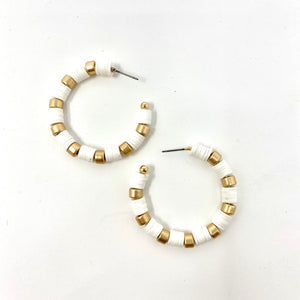 Clay Bead Hoops | White