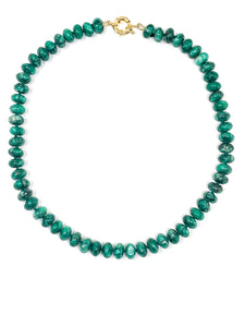 Green gemstone knotted necklace