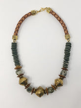 Leather, Brass and Bone Necklace