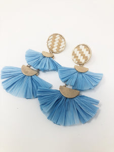 Penny Raffia Earrings- Blue