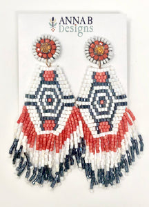 Audra Beaded Earrings- Coral