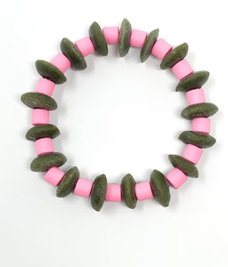 DeeDee Stretch bracelet | Olive + Pink