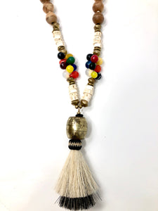 African Wedding Bead Tassel Necklace