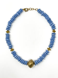 Taber African Glass Necklace | Periwinkle