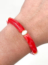 Skinny Bracelet | Red swirl with cream