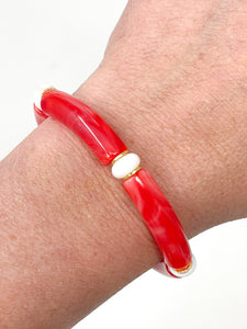 Skinny Bracelet | Red swirl with cream