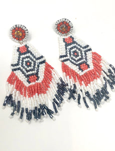 Audra Beaded Earrings- Coral