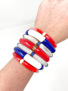 Skinny Bracelet | Red swirl with cream
