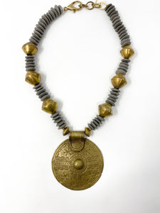 African Glass Medallion Necklace
