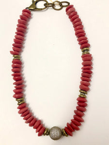 Jasmine African Glass Necklace | Red